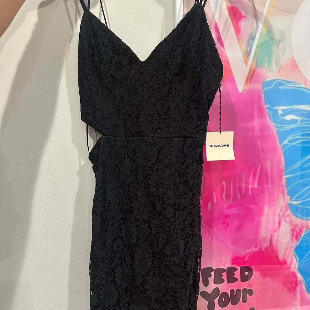 Superdown Black Lace Dress w/ Cutout